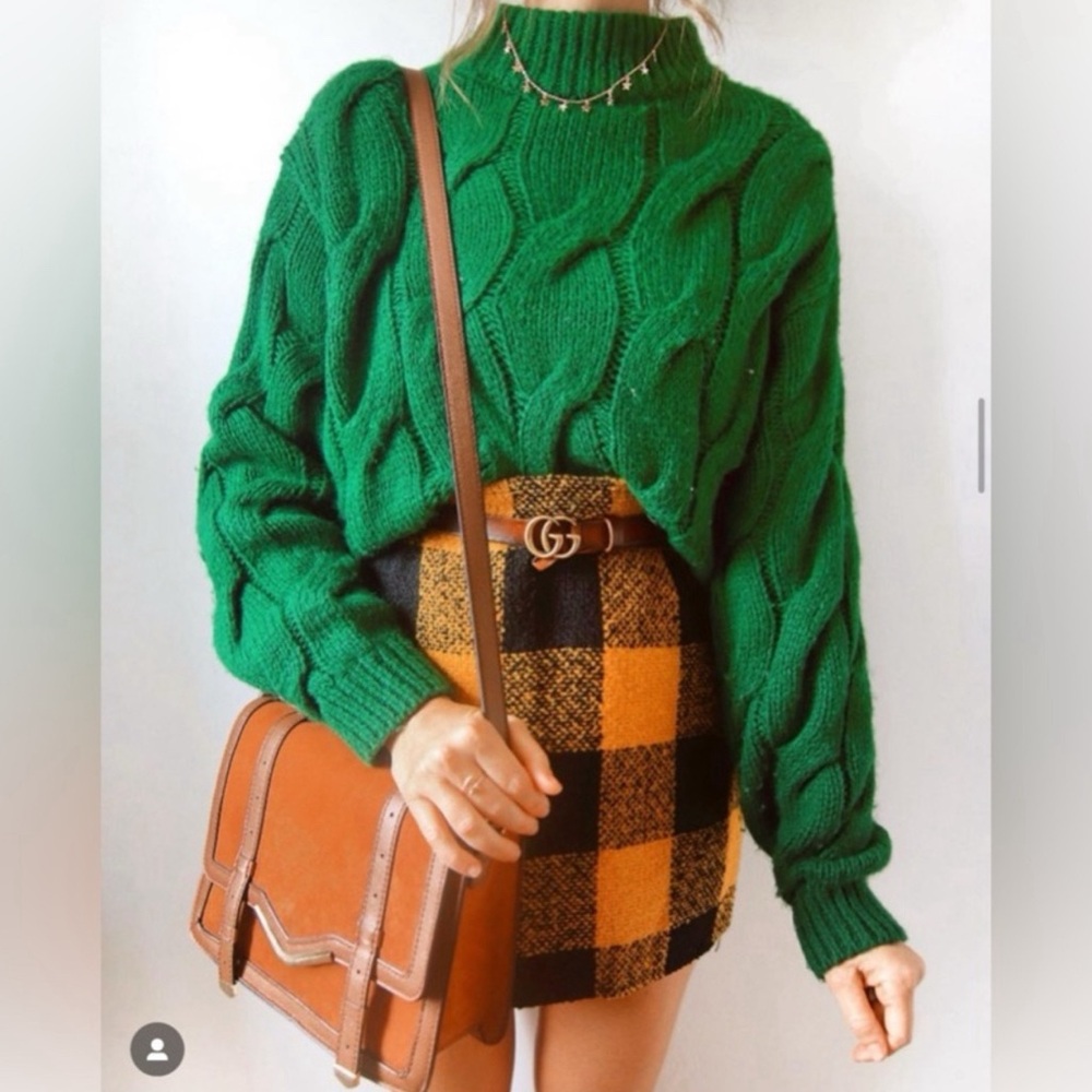 Medium plaid tweed pencil skirt